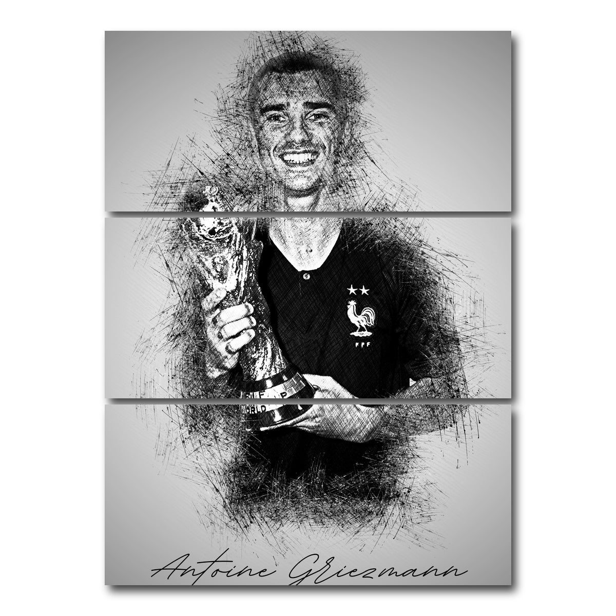AUTO-MOCKUP WHITE | Antoine Griezmann | 3 Piece | Gallery Wrap Canvas | group=8x18_stacked