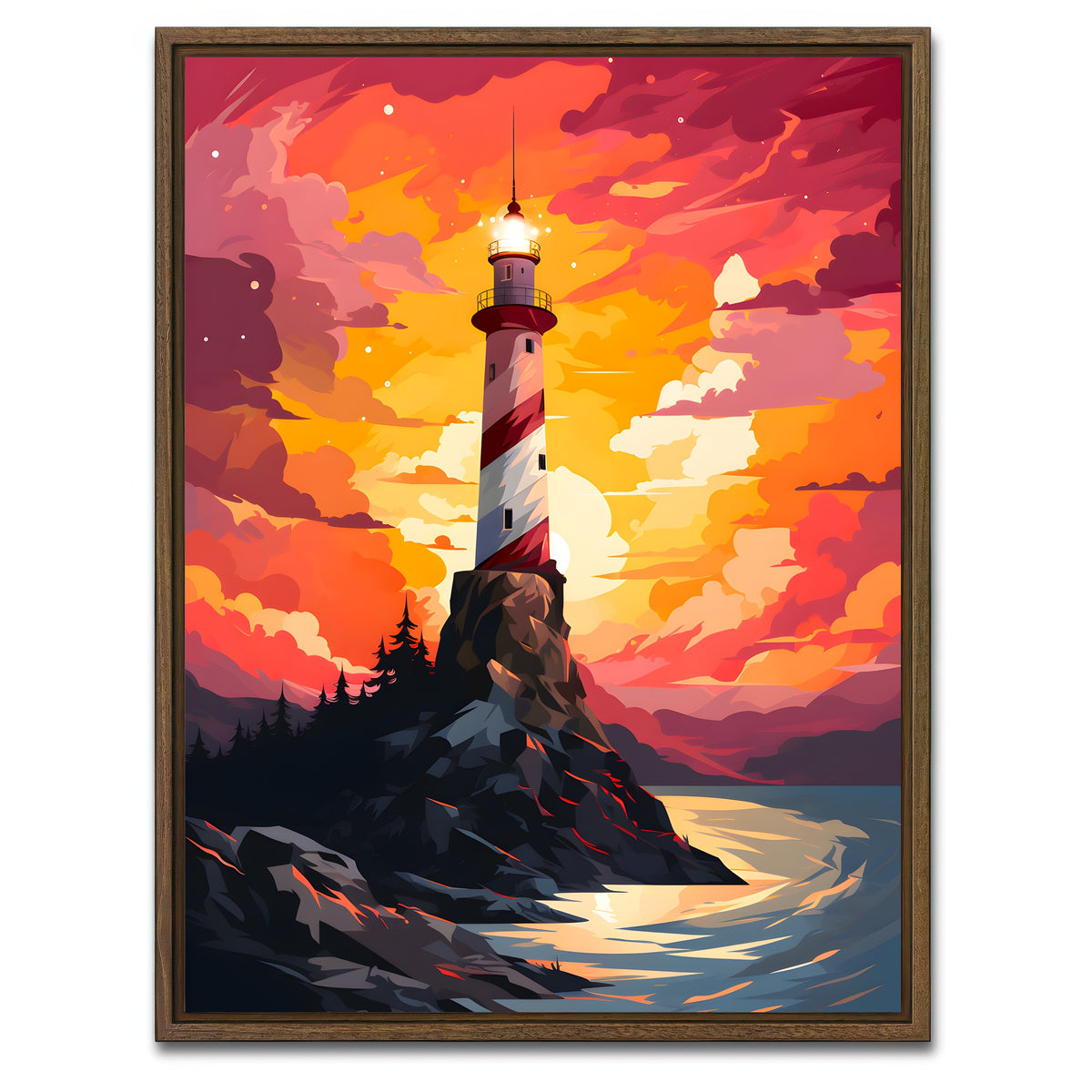AUTO-MOCKUP WHITE | Argentina - The Lighthouse at the End of the World | 1 Piece | Walnut Framed Canvas | group=3x4