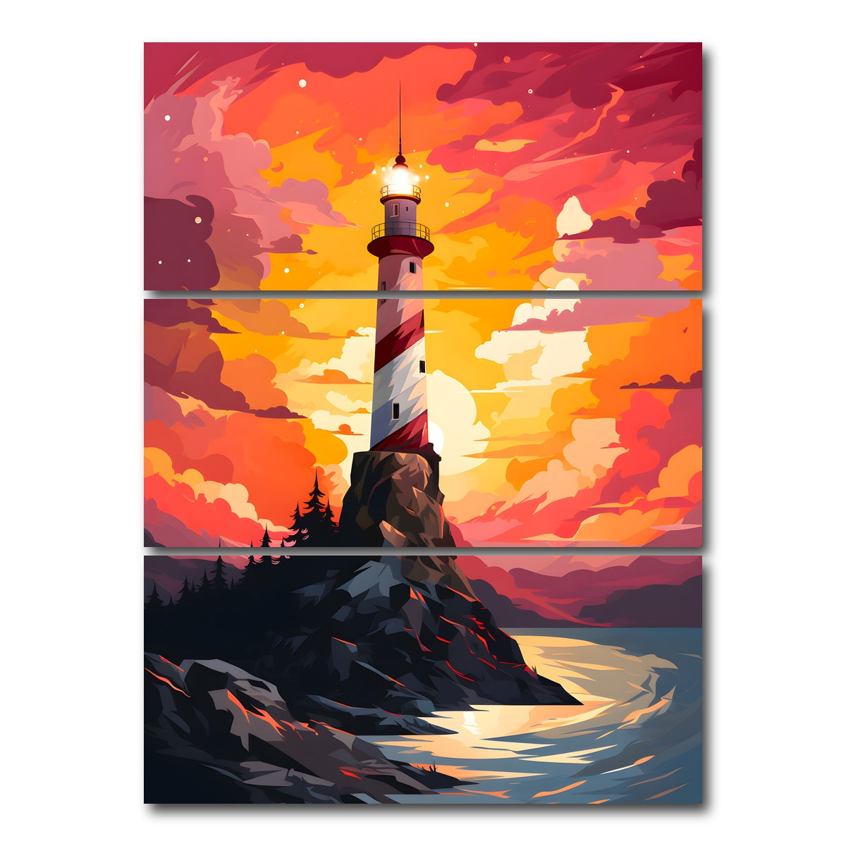 AUTO-MOCKUP WHITE | Argentina - The Lighthouse at the End of the World | 3 Piece | Gallery Wrap Canvas | group=8x18_stacked