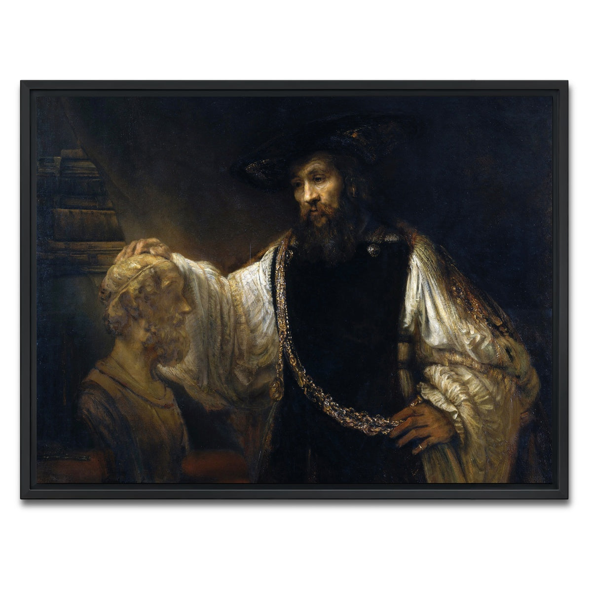 AUTO-MOCKUP WHITE | Aristotle with a Bust of Homer | 1 Piece | Black Framed Canvas | group=4x3