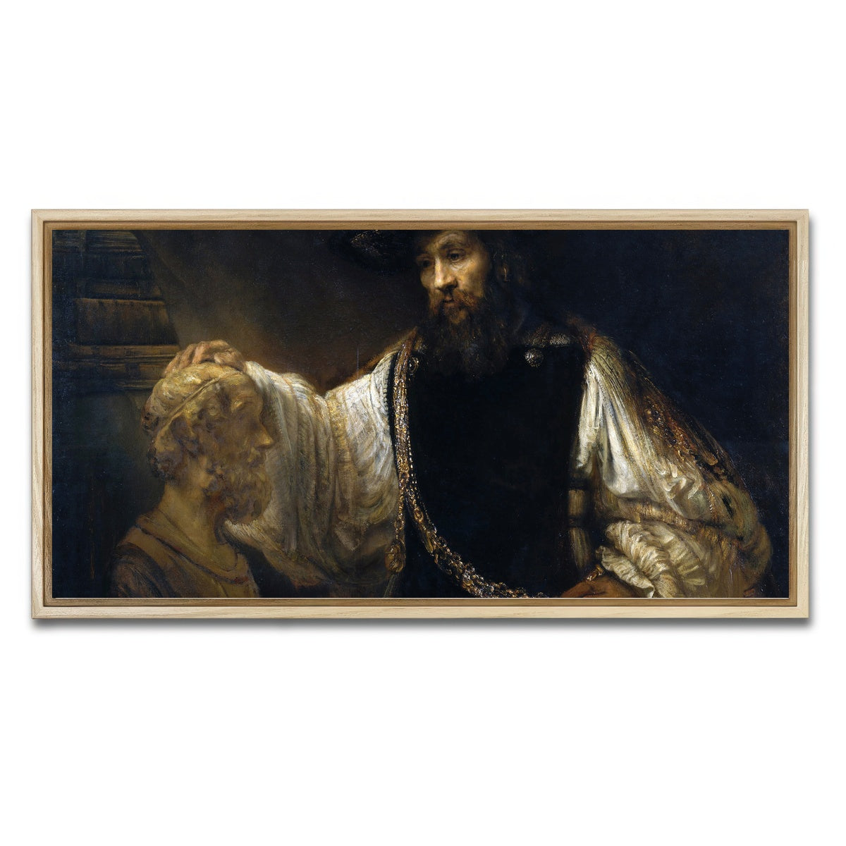 AUTO-MOCKUP WHITE | Aristotle with a Bust of Homer | 1 Piece | Natural Framed Canvas | group=2x1