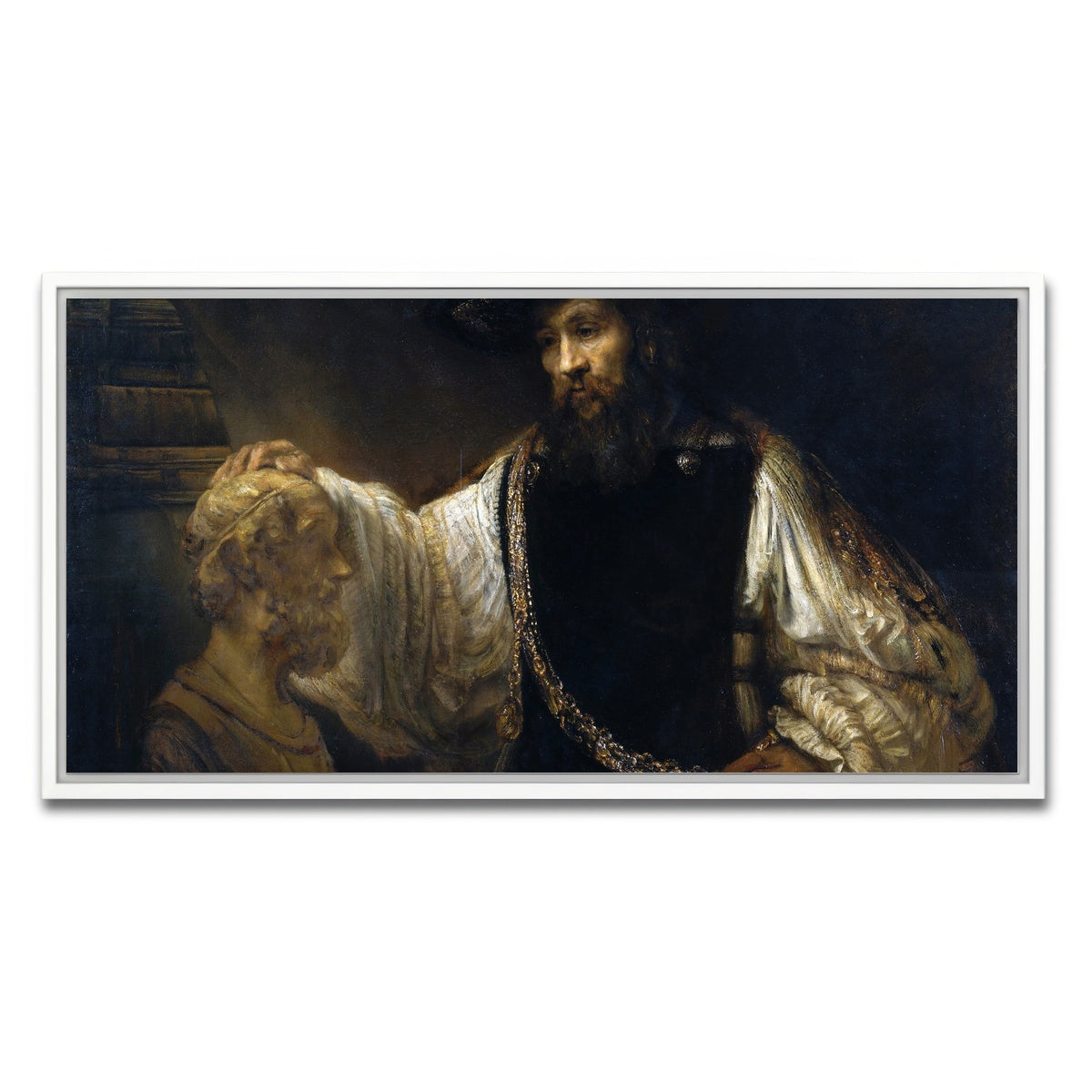 AUTO-MOCKUP WHITE | Aristotle with a Bust of Homer | 1 Piece | White Framed Canvas | group=2x1