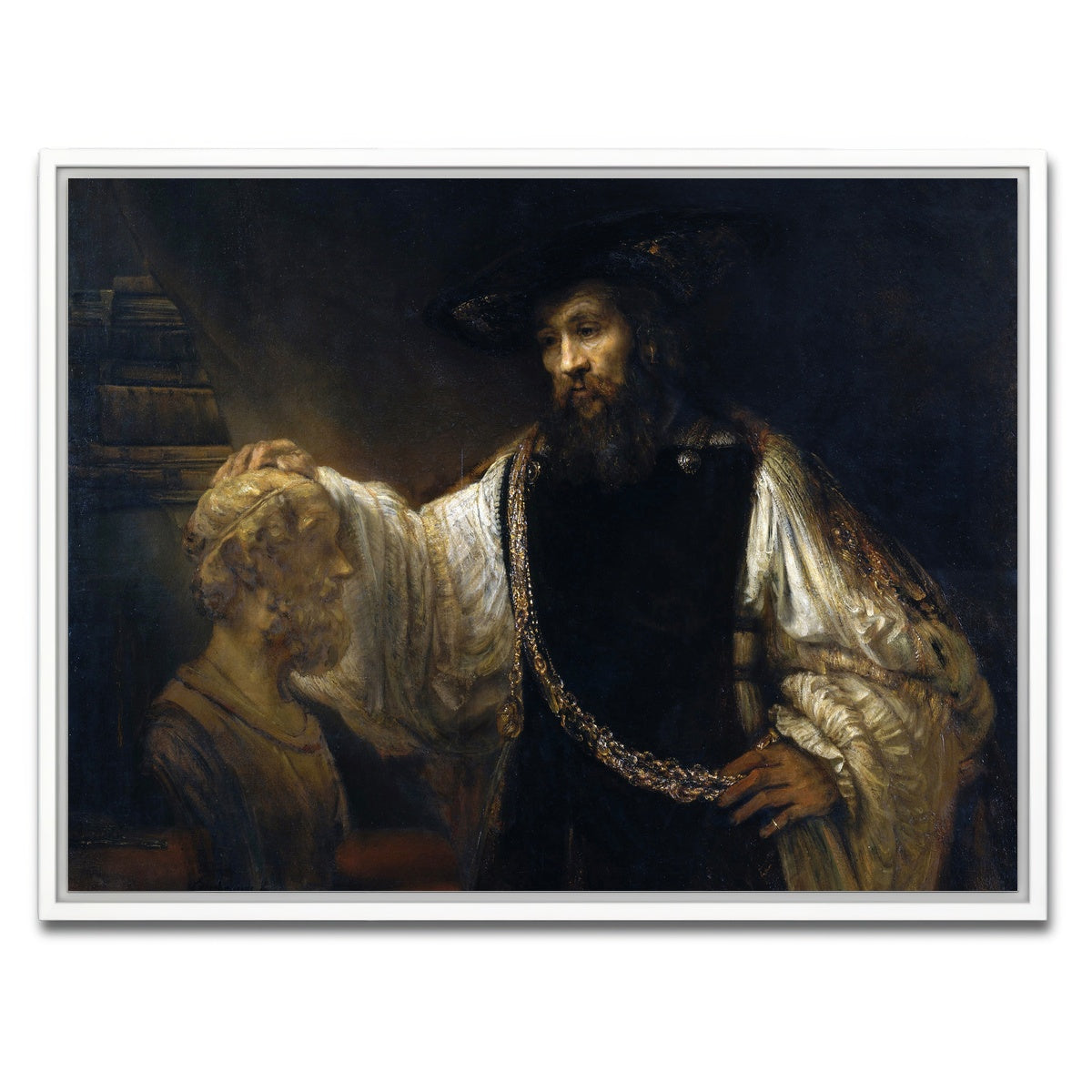AUTO-MOCKUP WHITE | Aristotle with a Bust of Homer | 1 Piece | White Framed Canvas | group=4x3