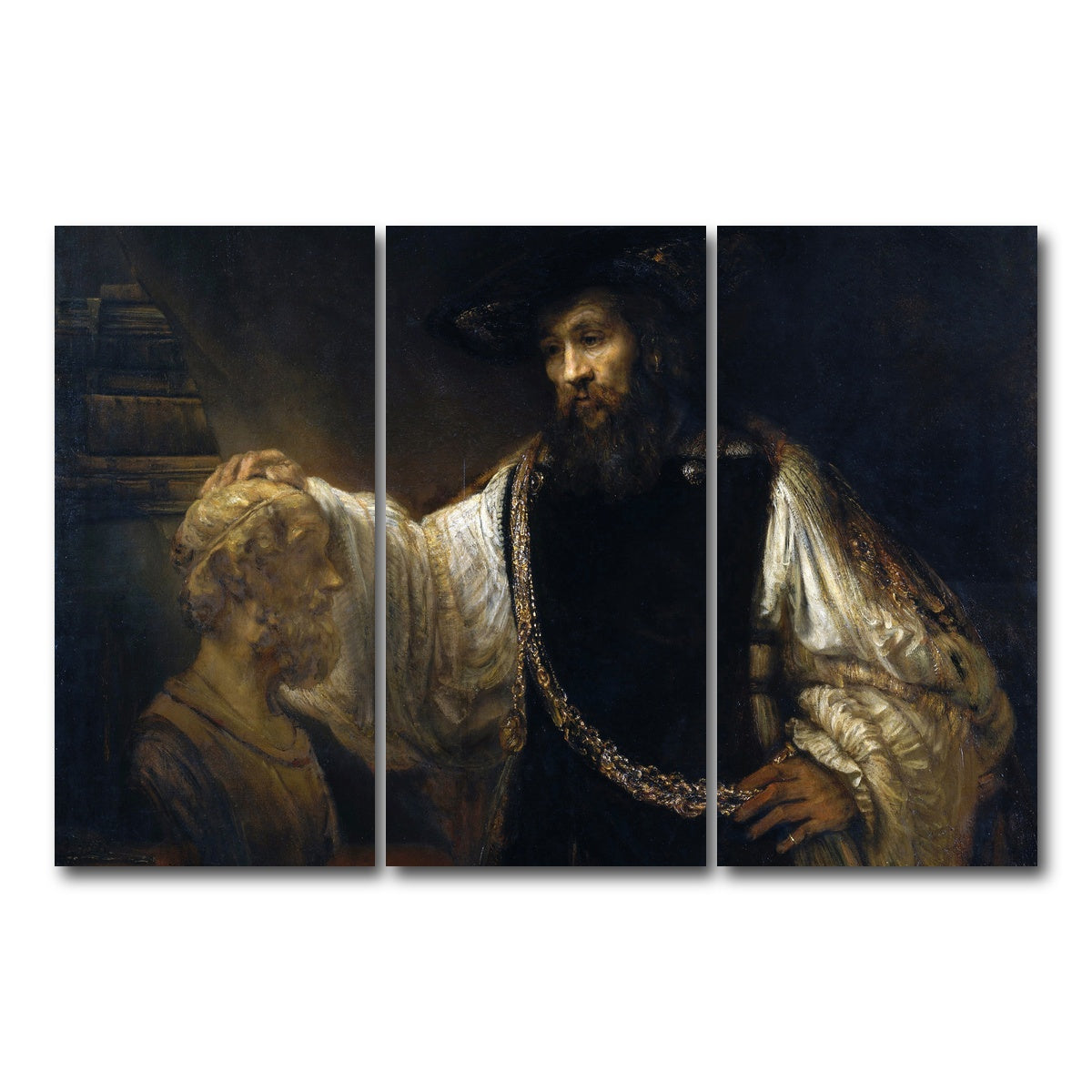 AUTO-MOCKUP WHITE | Aristotle with a Bust of Homer | 3 Piece | Gallery Wrap Canvas | group=12x24