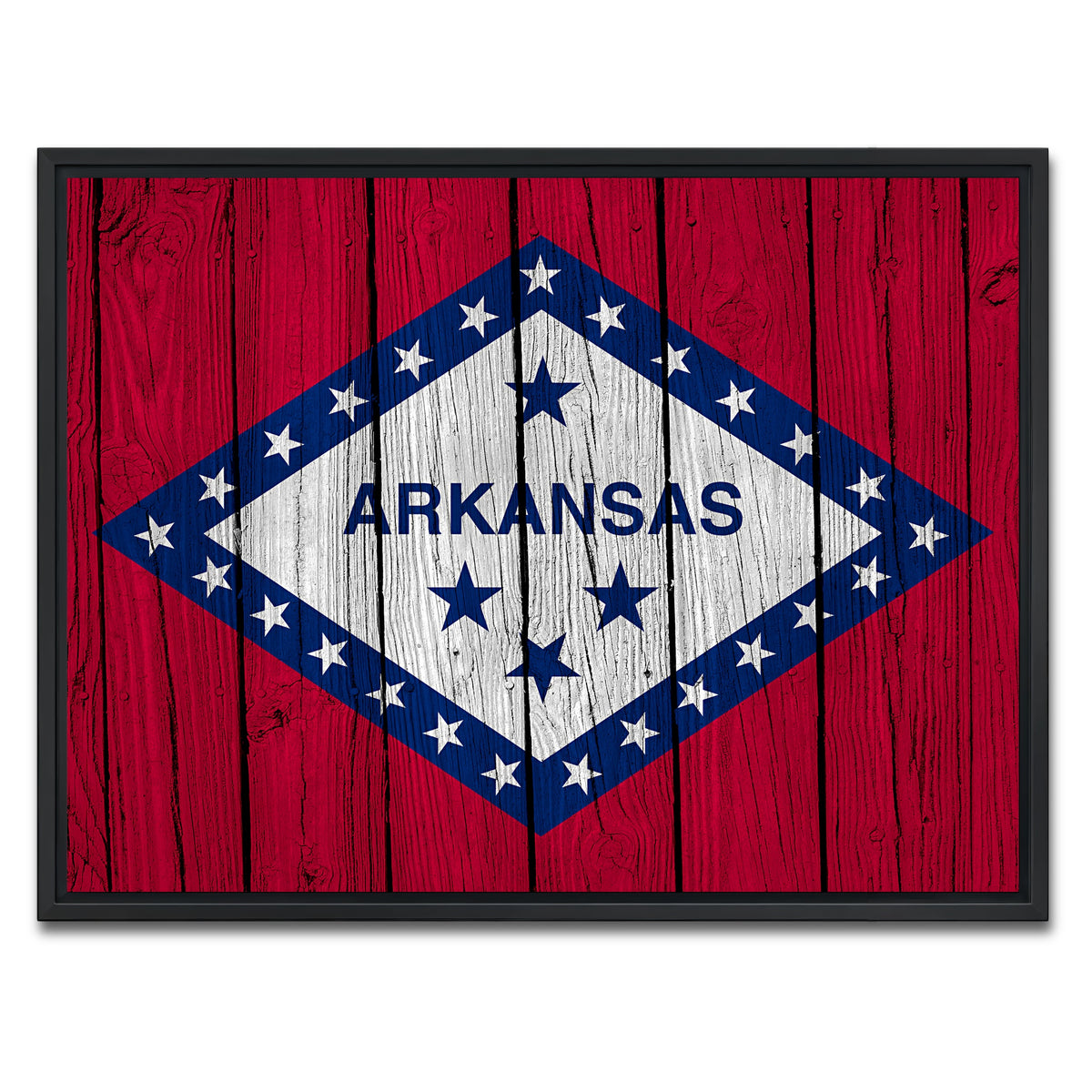 AUTO-MOCKUP WHITE | Arkansas State Flag | 1 Piece | Black Framed Canvas | group=4x3