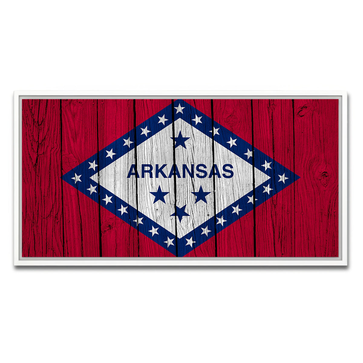 AUTO-MOCKUP WHITE | Arkansas State Flag | 1 Piece | White Framed Canvas | group=2x1