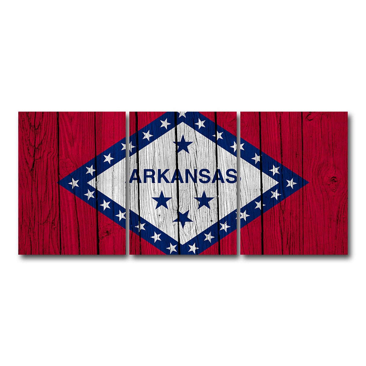 AUTO-MOCKUP WHITE | Arkansas State Flag | 3 Piece | Gallery Wrap Canvas | group=18x24