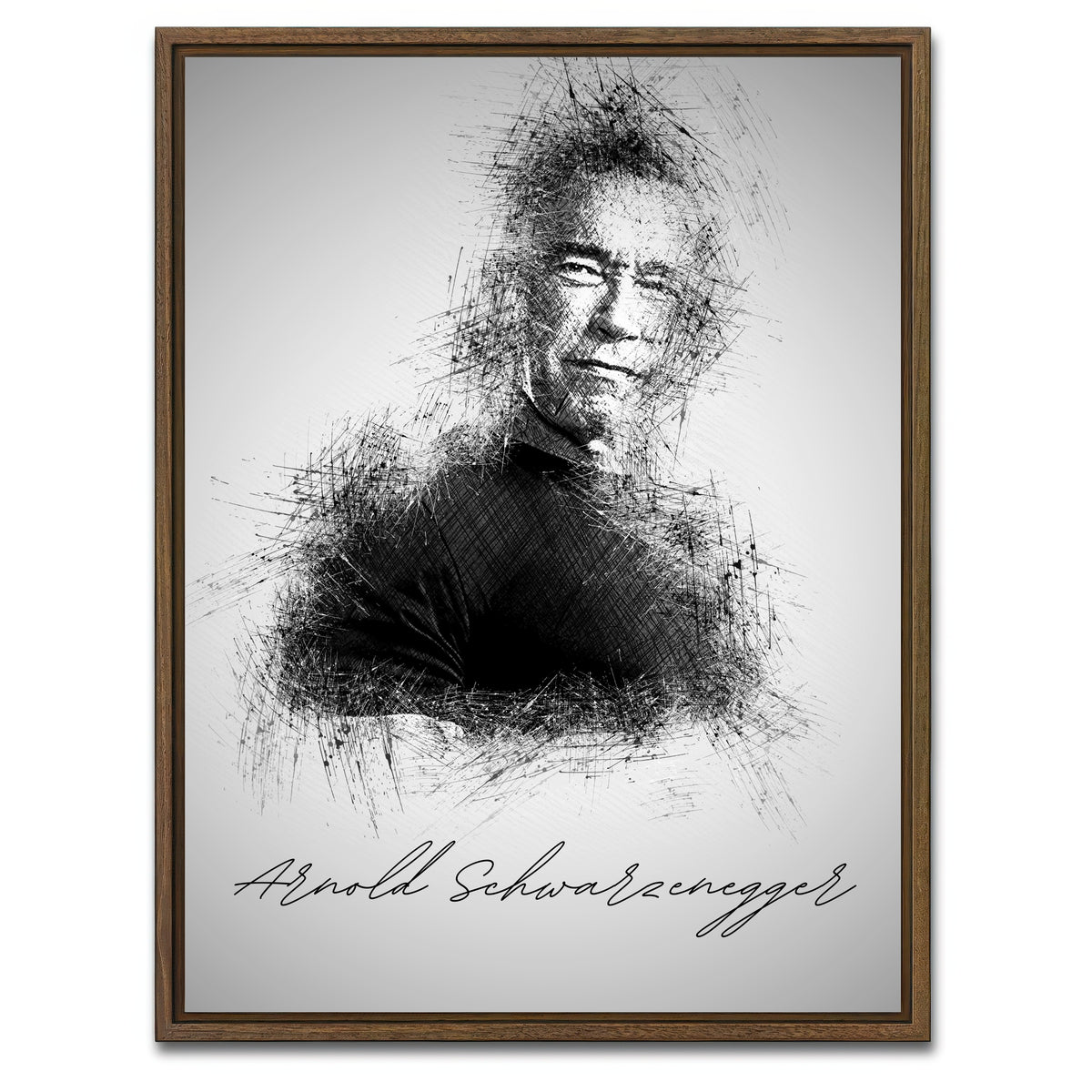 AUTO-MOCKUP WHITE | Arnold Schwarzenegger | 1 Piece | Walnut Framed Canvas | group=3x4