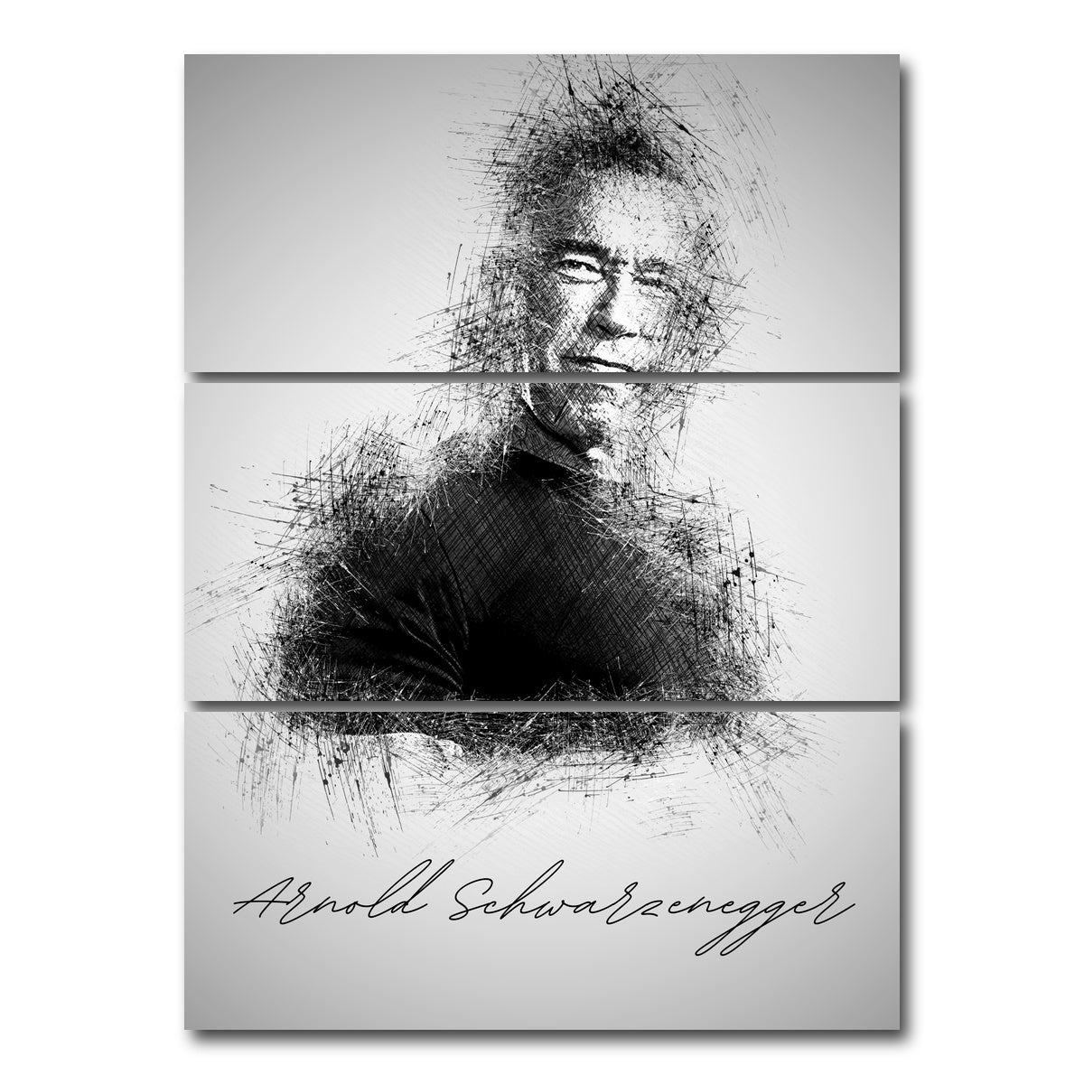 AUTO-MOCKUP WHITE | Arnold Schwarzenegger | 3 Piece | Gallery Wrap Canvas | group=8x18_stacked