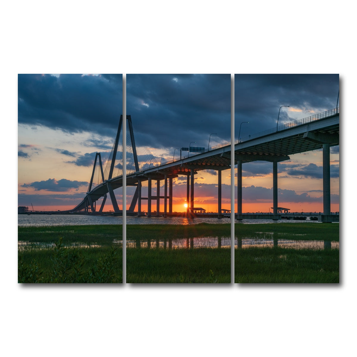AUTO-MOCKUP WHITE | Arthur Ravenel Jr. Bridge | 3 Piece | Gallery Wrap Canvas | group=12x24