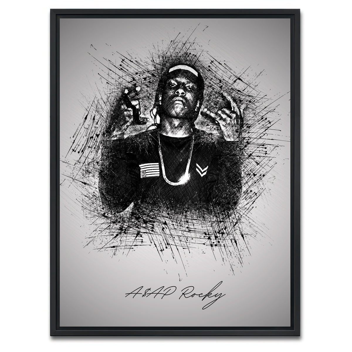 AUTO-MOCKUP WHITE | Asap Rocky Hands | 1 Piece | Black Framed Canvas | group=3x4