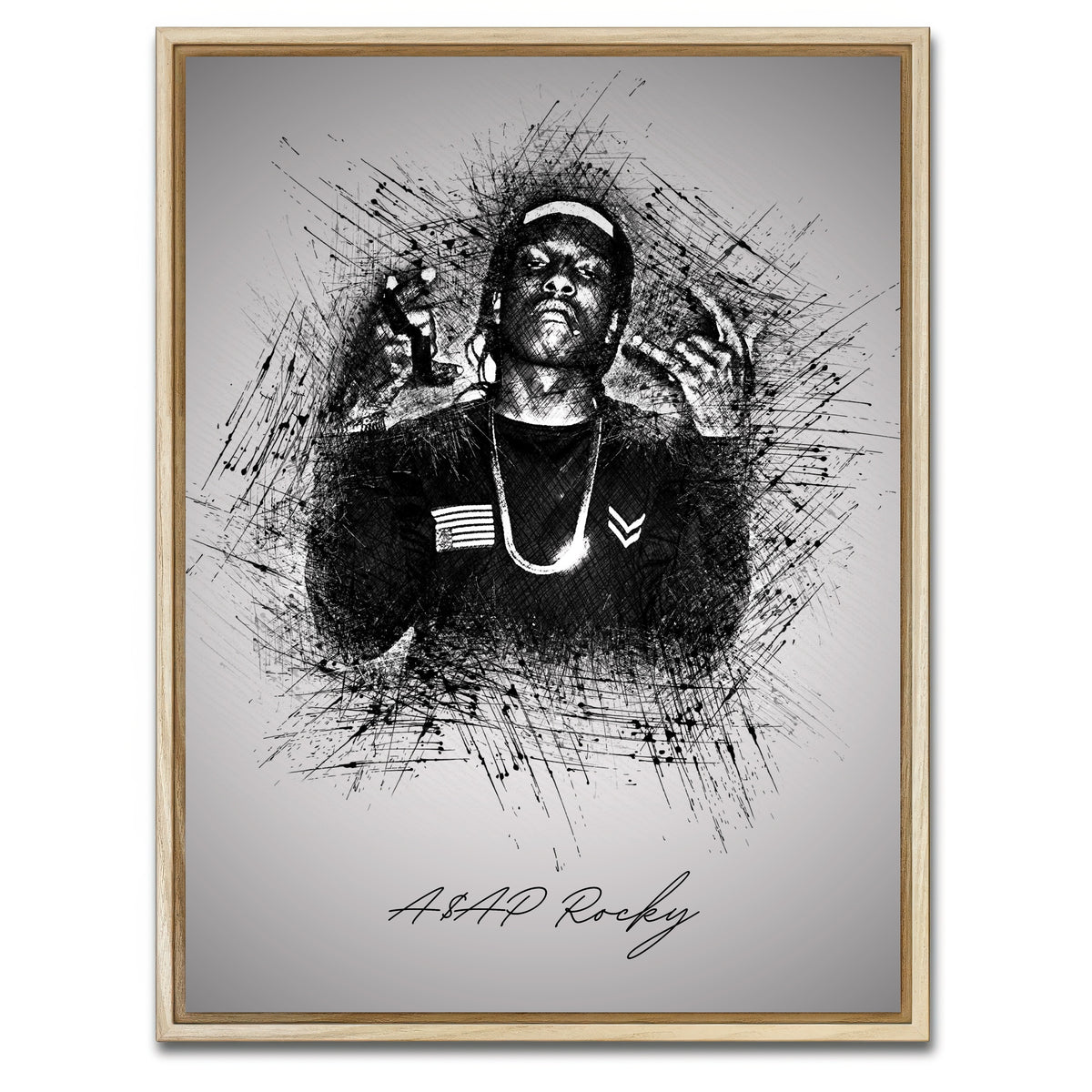 AUTO-MOCKUP WHITE | Asap Rocky Hands | 1 Piece | Natural Framed Canvas | group=3x4