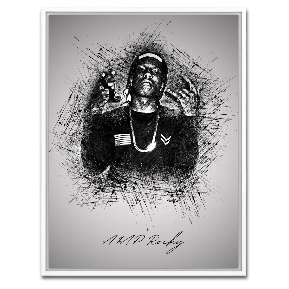 AUTO-MOCKUP WHITE | Asap Rocky Hands | 1 Piece | White Framed Canvas | group=3x4
