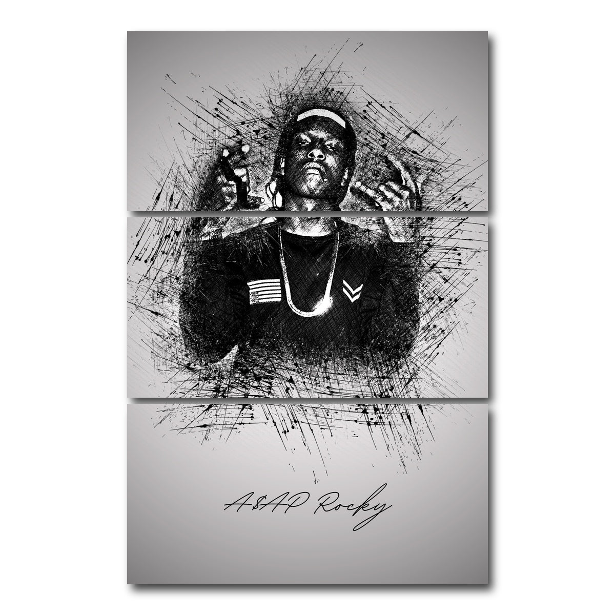 AUTO-MOCKUP WHITE | Asap Rocky Hands | 3 Piece | Gallery Wrap Canvas | group=12x24_stacked
