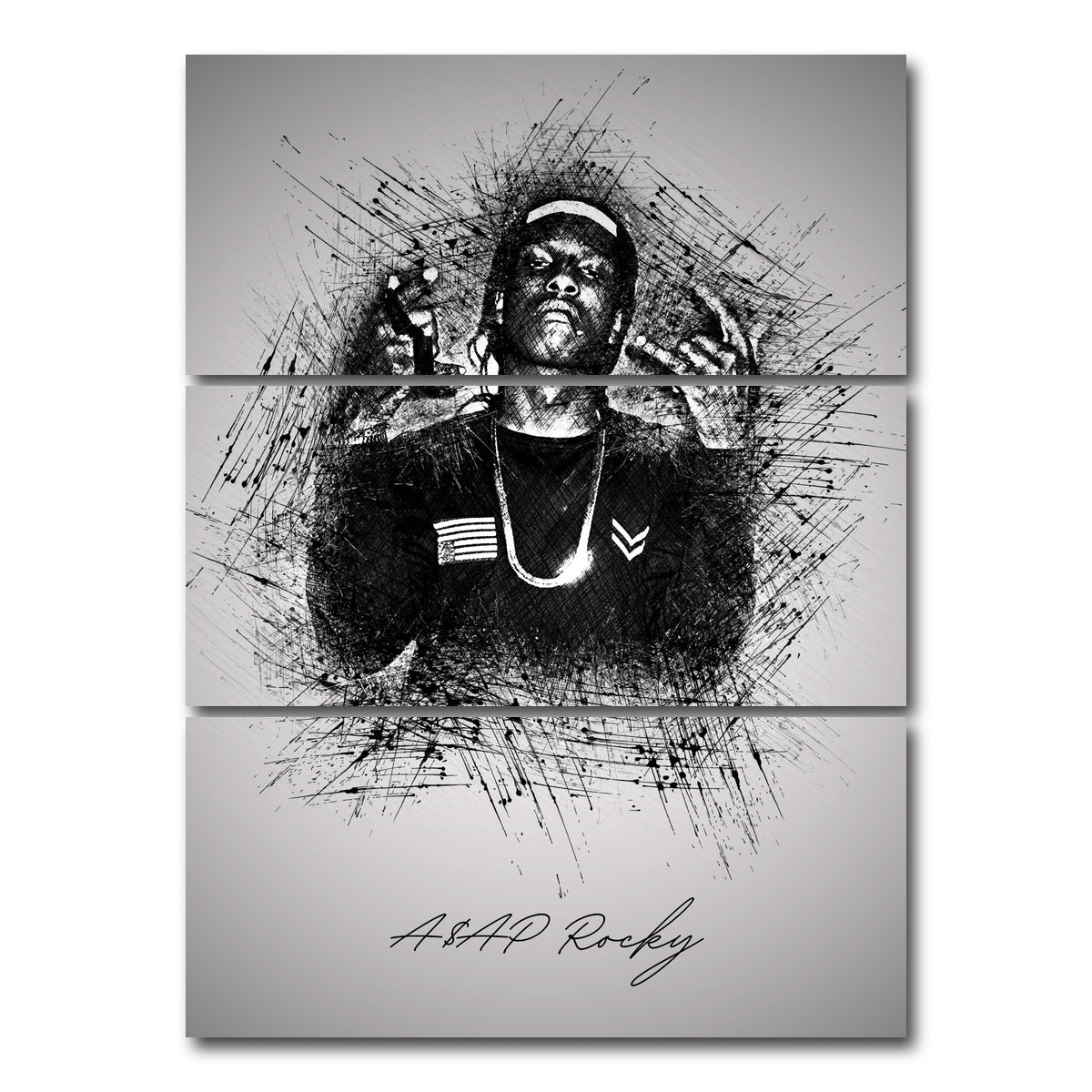 AUTO-MOCKUP WHITE | Asap Rocky Hands | 3 Piece | Gallery Wrap Canvas | group=8x18_stacked