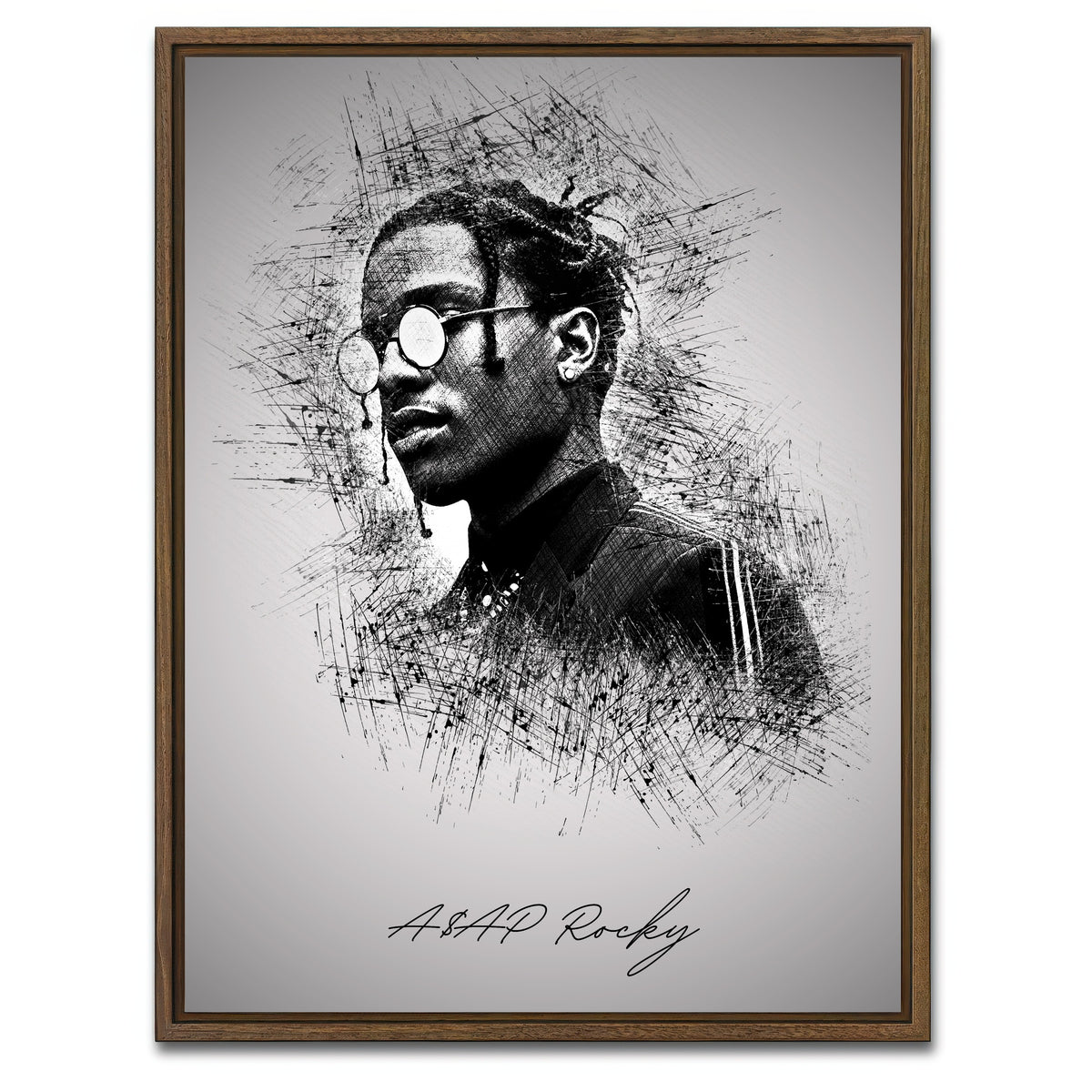 AUTO-MOCKUP WHITE | Asap Rocky Shades | 1 Piece | Walnut Framed Canvas | group=3x4