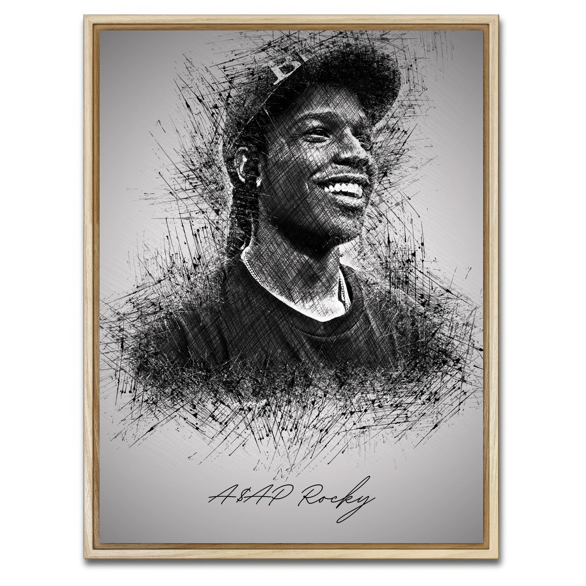 AUTO-MOCKUP WHITE | Asap Rocky Smile | 1 Piece | Natural Framed Canvas | group=3x4