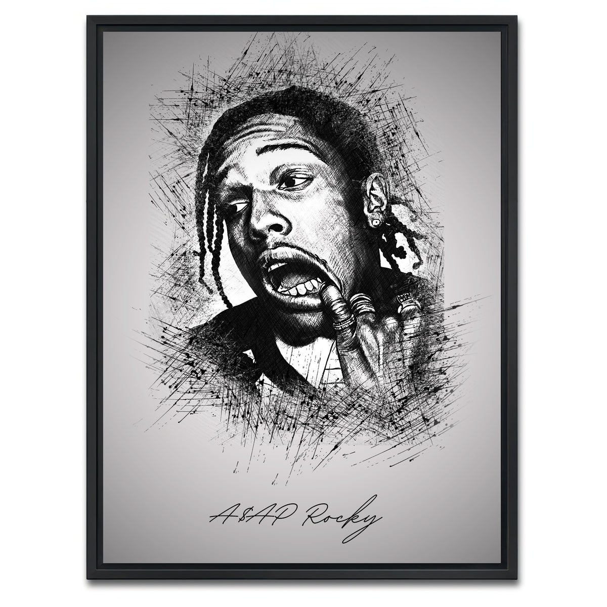 AUTO-MOCKUP WHITE | Asap Rocky Teeth | 1 Piece | Black Framed Canvas | group=3x4