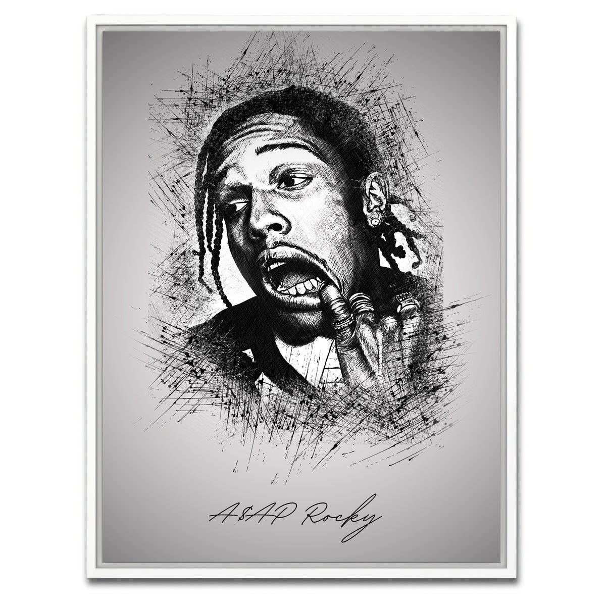 AUTO-MOCKUP WHITE | Asap Rocky Teeth | 1 Piece | White Framed Canvas | group=3x4