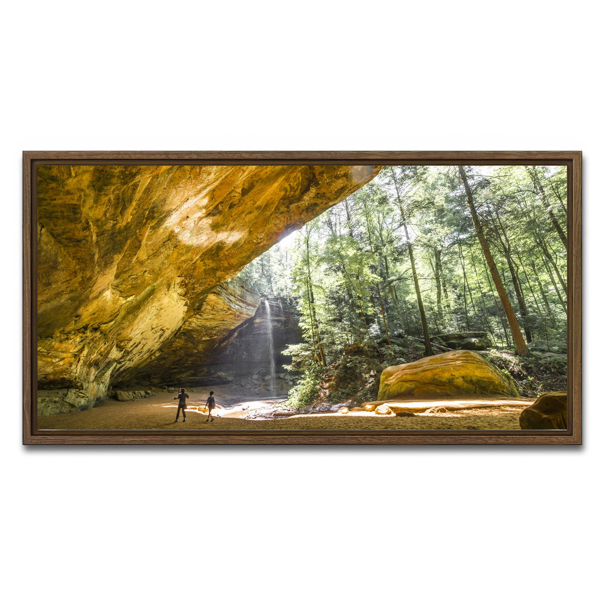 AUTO-MOCKUP WHITE | Ash Cave Hocking Hills | 1 Piece | Walnut Framed Canvas | group=2x1