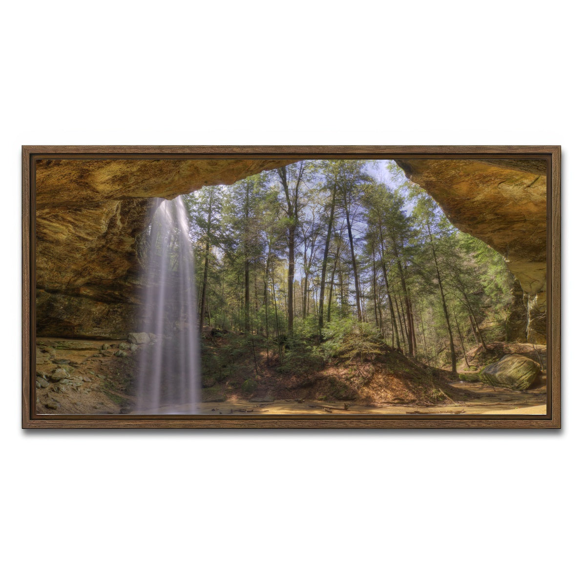 AUTO-MOCKUP WHITE | Ash Cave | 1 Piece | Walnut Framed Canvas | group=2x1