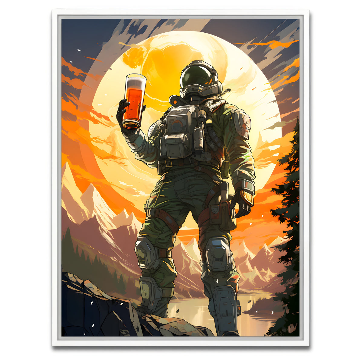 AUTO-MOCKUP WHITE | Astronaut Beer | 1 Piece | White Framed Canvas | group=3x4