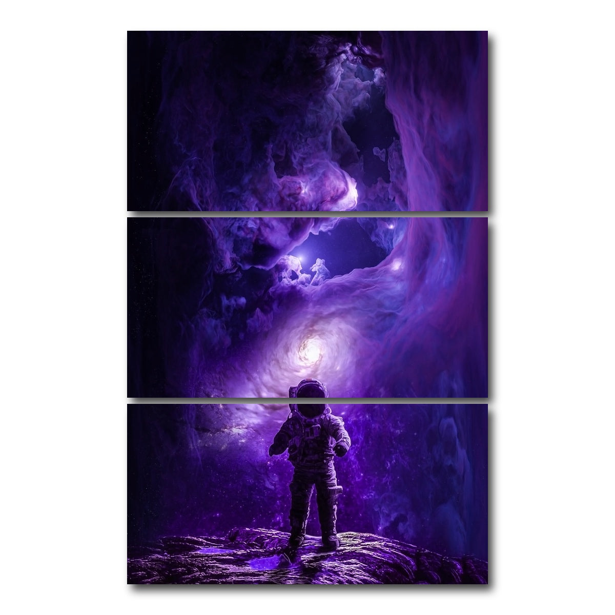 AUTO-MOCKUP WHITE | Astronaut Lost in Space | 3 Piece | Gallery Wrap Canvas | group=12x24_stacked