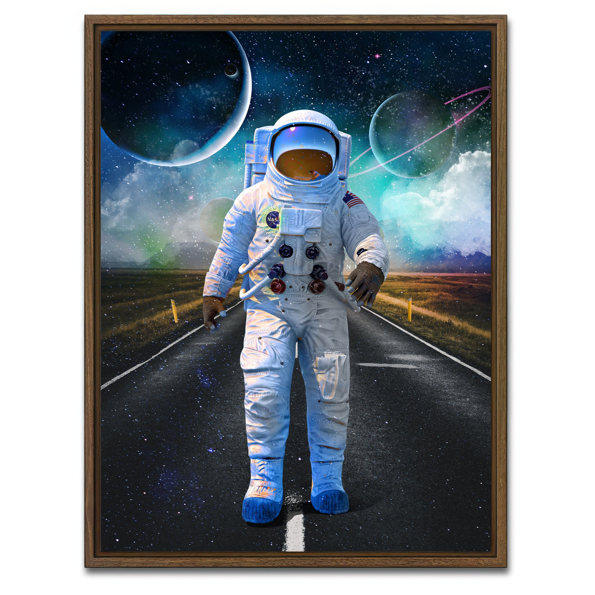 AUTO-MOCKUP WHITE | Astronaut Road | 1 Piece | Walnut Framed Canvas | group=3x4