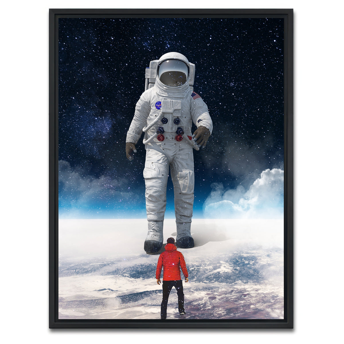 AUTO-MOCKUP WHITE | Astronaut feet canvas art | 1 Piece | Black Framed Canvas | group=3x4