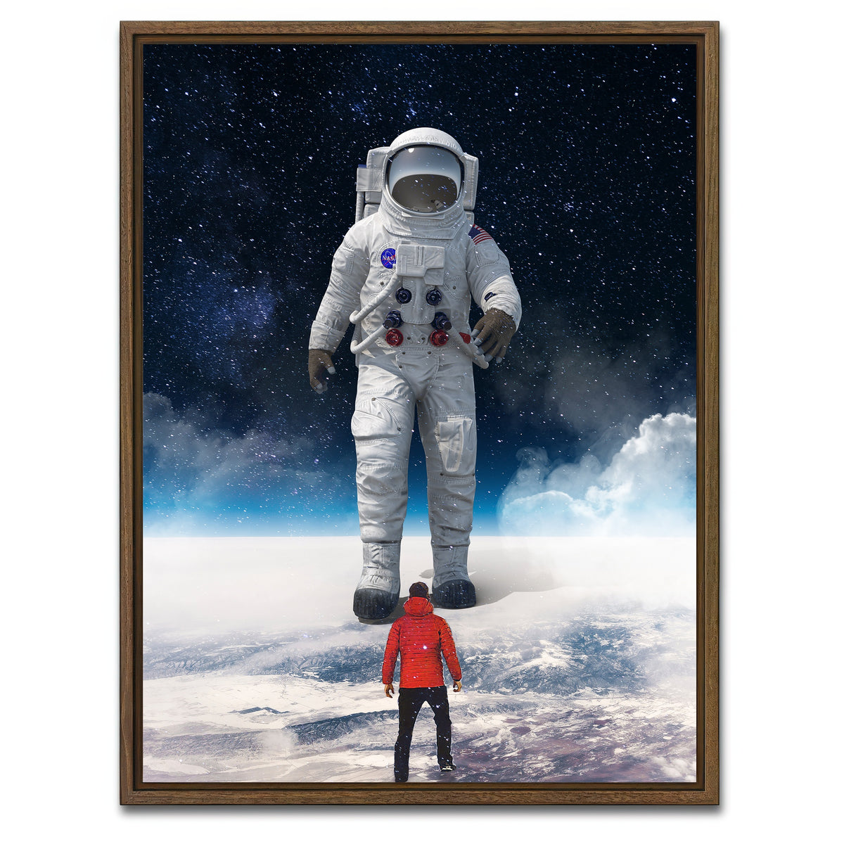 AUTO-MOCKUP WHITE | Astronaut feet canvas art | 1 Piece | Walnut Framed Canvas | group=3x4