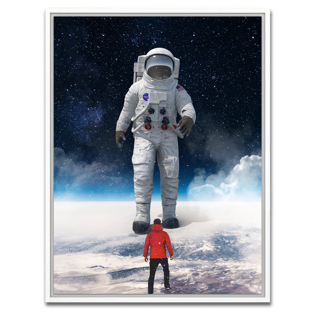 AUTO-MOCKUP WHITE | Astronaut feet canvas art | 1 Piece | White Framed Canvas | group=3x4