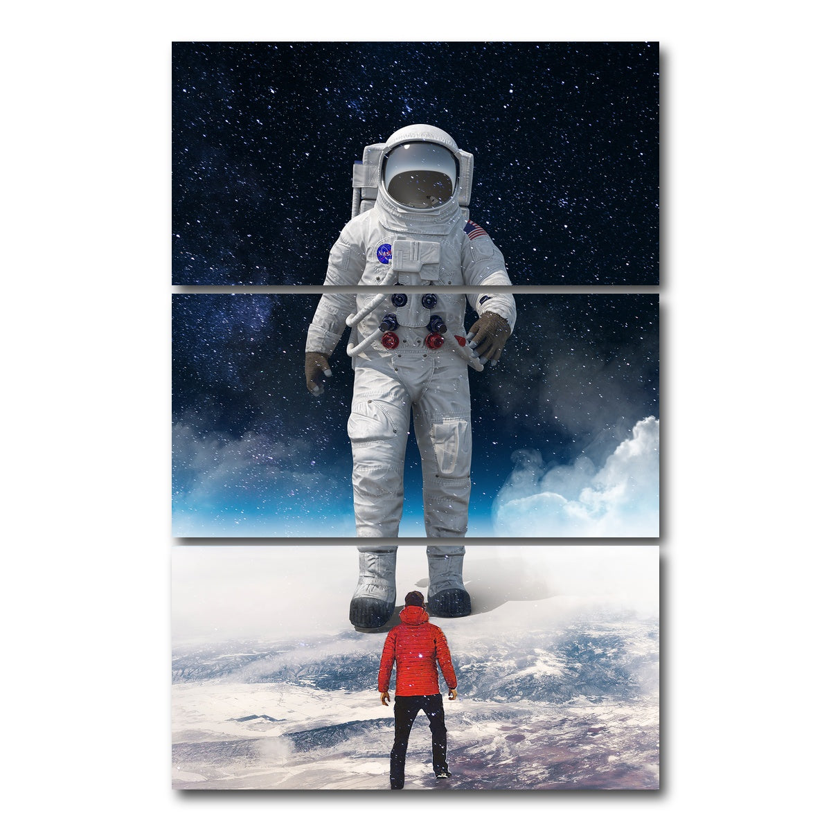 AUTO-MOCKUP WHITE | Astronaut feet canvas art | 3 Piece | Gallery Wrap Canvas | group=12x24_stacked