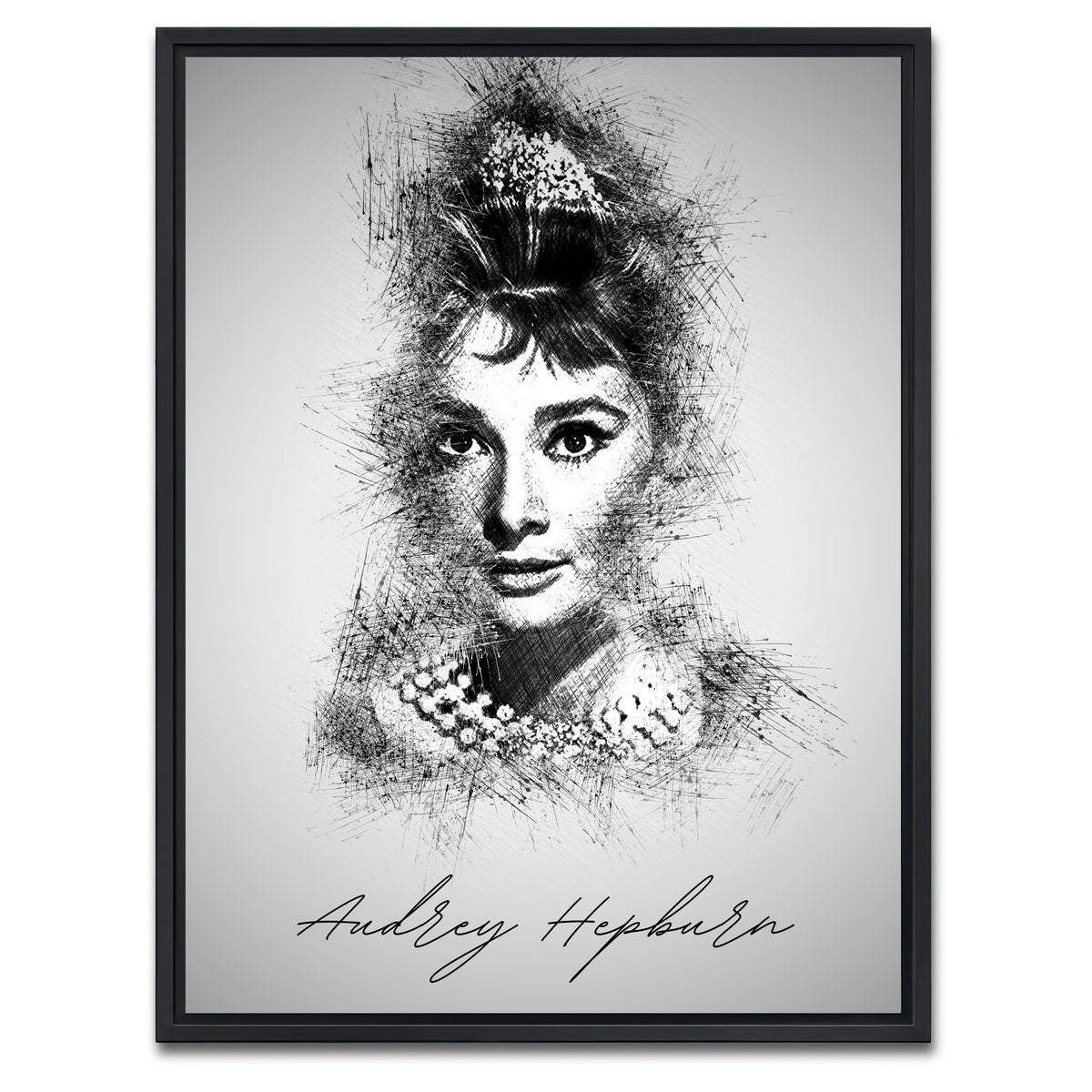 AUTO-MOCKUP WHITE | Audrey Hepburn | 1 Piece | Black Framed Canvas | group=3x4