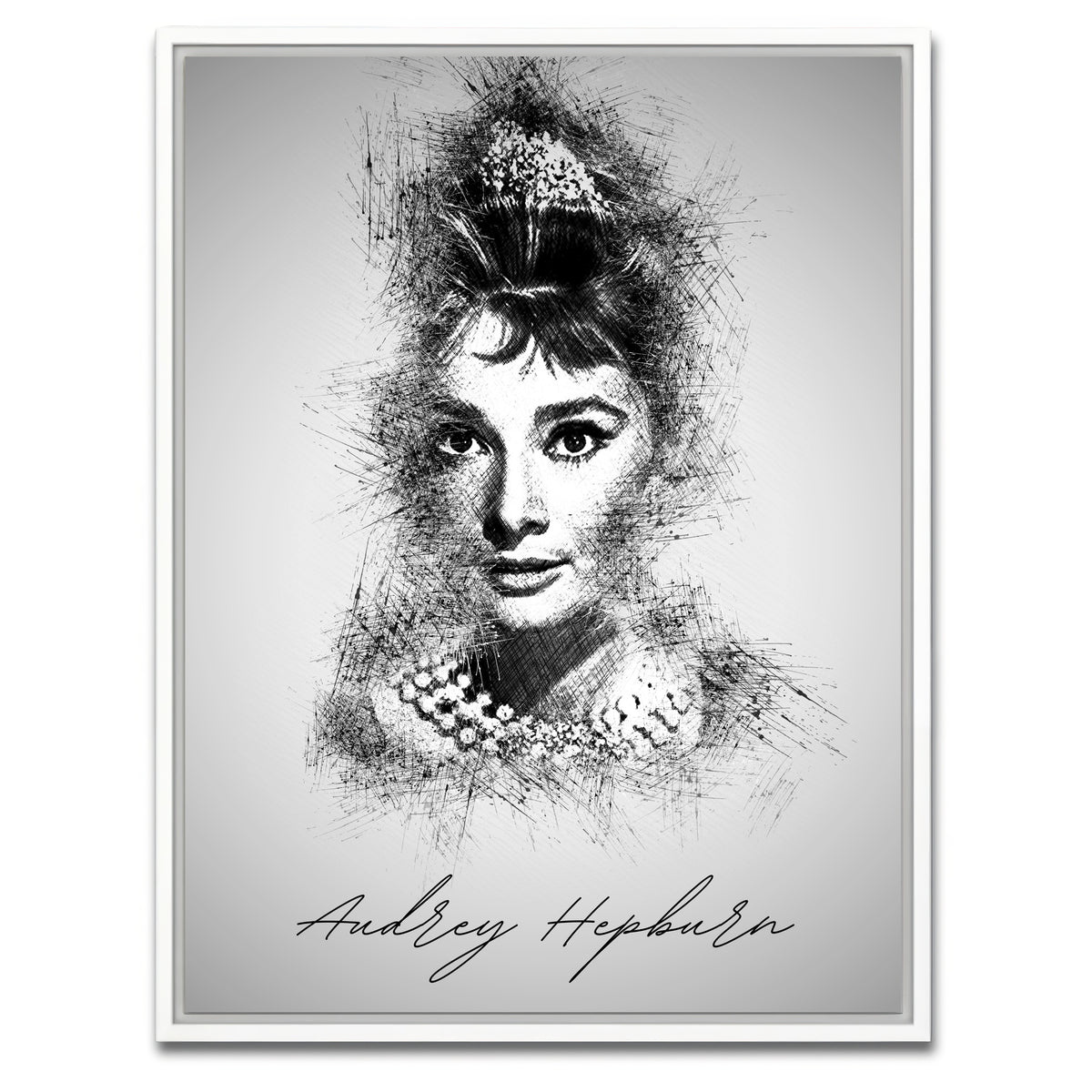 AUTO-MOCKUP WHITE | Audrey Hepburn | 1 Piece | White Framed Canvas | group=3x4