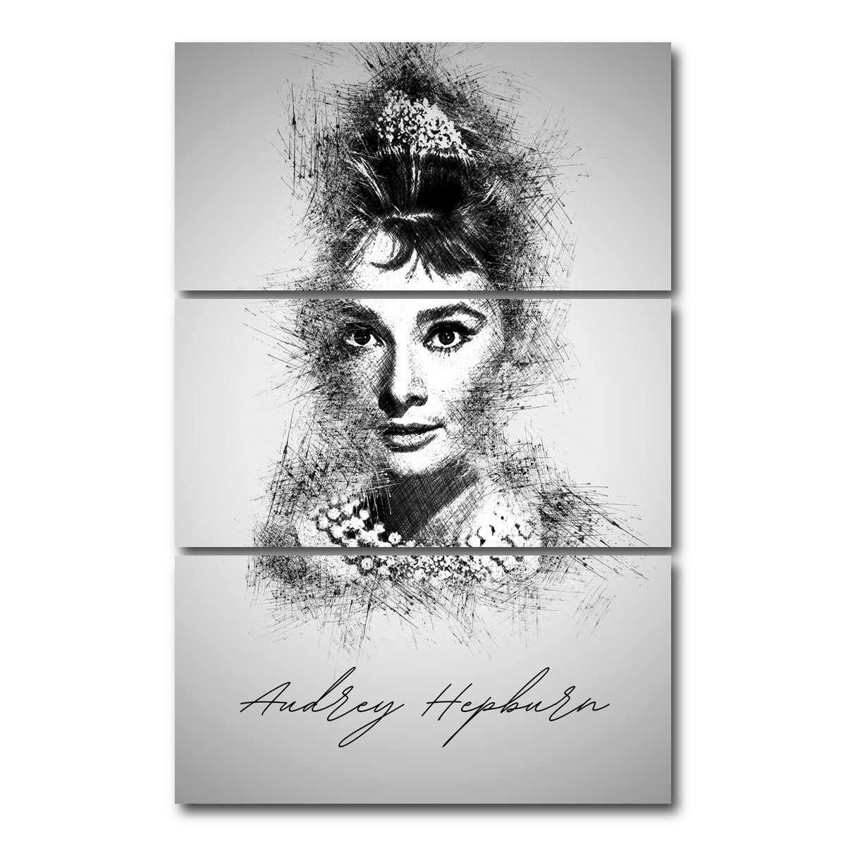 AUTO-MOCKUP WHITE | Audrey Hepburn | 3 Piece | Gallery Wrap Canvas | group=12x24_stacked