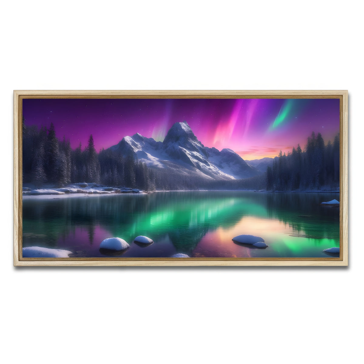 AUTO-MOCKUP WHITE | Aurora Mountain | 1 Piece | Natural Framed Canvas | group=2x1