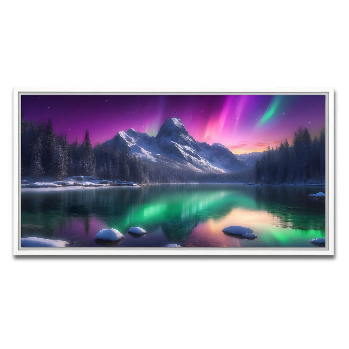AUTO-MOCKUP WHITE | Aurora Mountain | 1 Piece | White Framed Canvas | group=2x1
