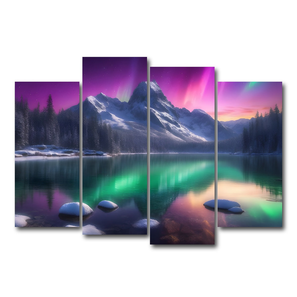 AUTO-MOCKUP WHITE | Aurora Mountain | 4 Piece | Gallery Wrap Canvas | group=4_normal