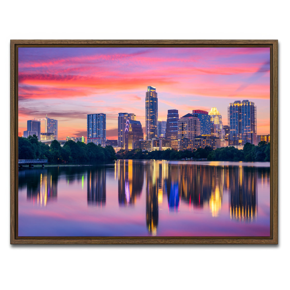 AUTO-MOCKUP WHITE | Austin At Night | 1 Piece | Walnut Framed Canvas | group=4x3