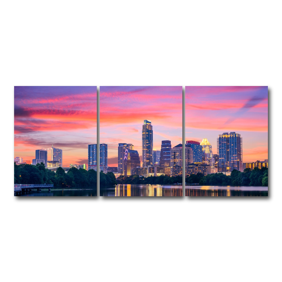 AUTO-MOCKUP WHITE | Austin At Night | 3 Piece | Gallery Wrap Canvas | group=18x24