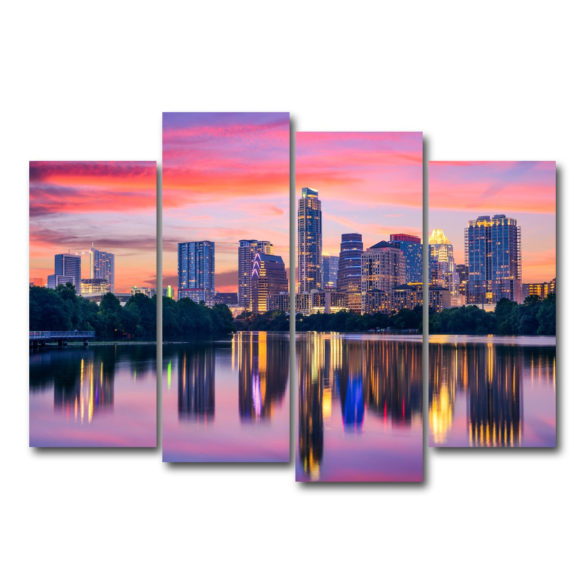 AUTO-MOCKUP WHITE | Austin At Night | 4 Piece | Gallery Wrap Canvas | group=4_normal