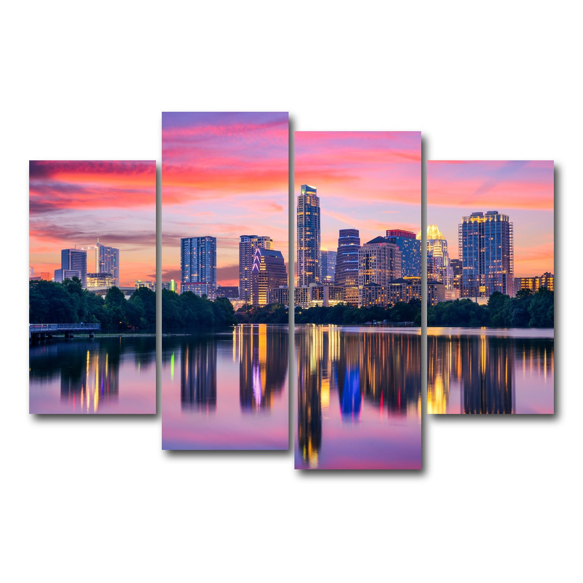 AUTO-MOCKUP WHITE | Austin At Night | 4 Piece | Gallery Wrap Canvas | group=4_short