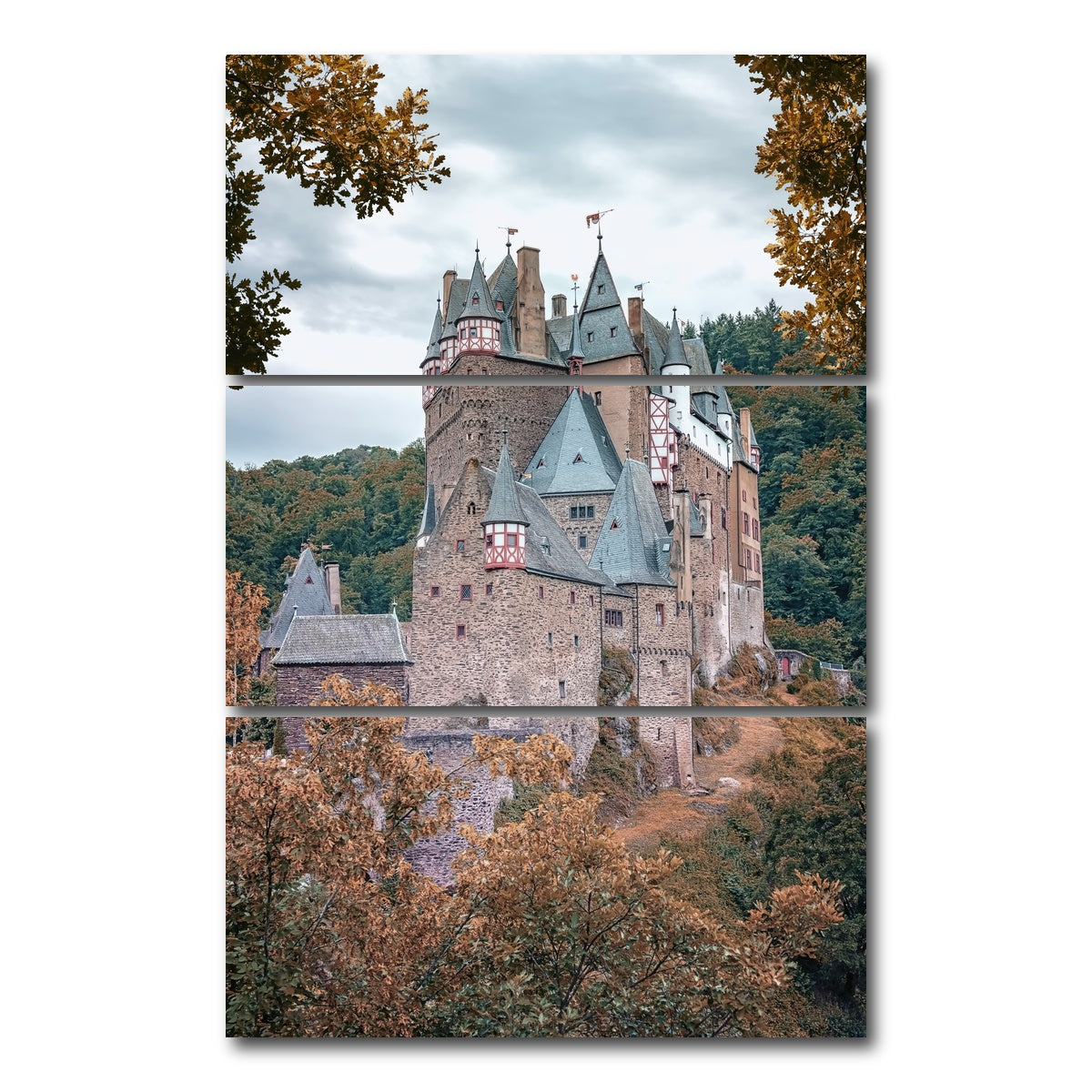 AUTO-MOCKUP WHITE | Autumn In Eltz | 3 Piece | Gallery Wrap Canvas | group=12x24_stacked