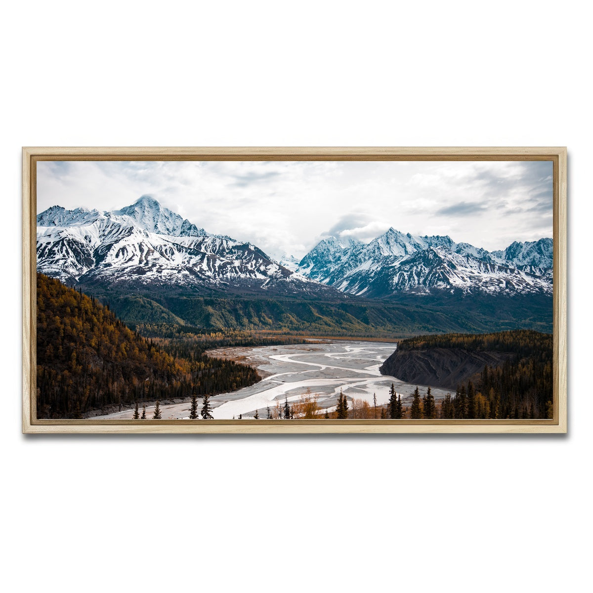 AUTO-MOCKUP WHITE | Autumn Landscape - Alaska | 1 Piece | Natural Framed Canvas | group=2x1