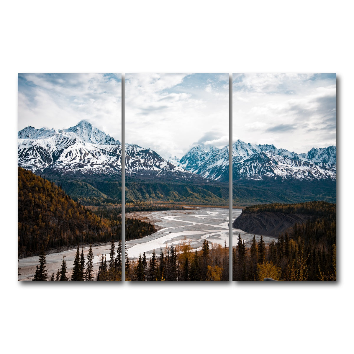 AUTO-MOCKUP WHITE | Autumn Landscape - Alaska | 3 Piece | Gallery Wrap Canvas | group=12x24