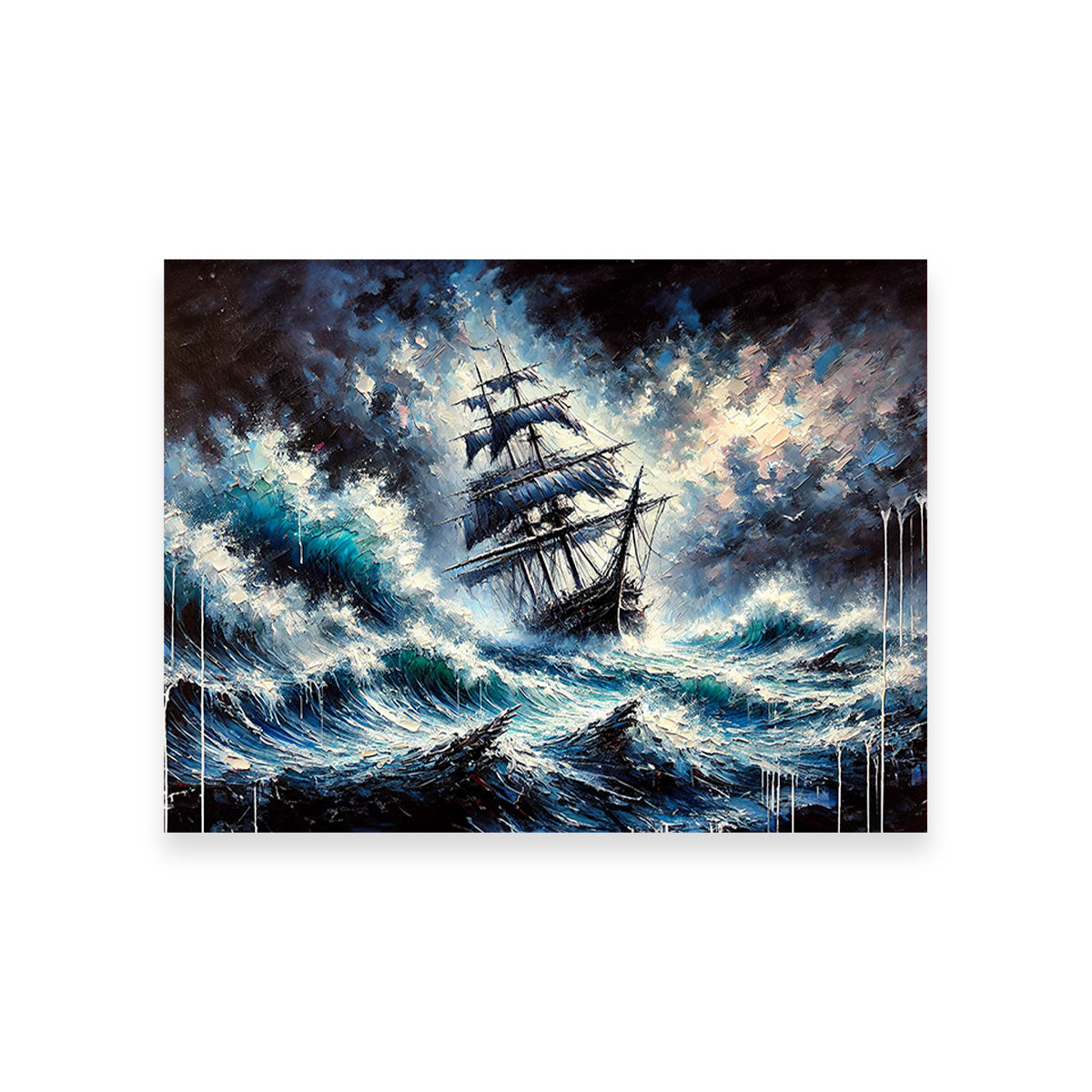 Vintage Ship Oil Painting Wall Art