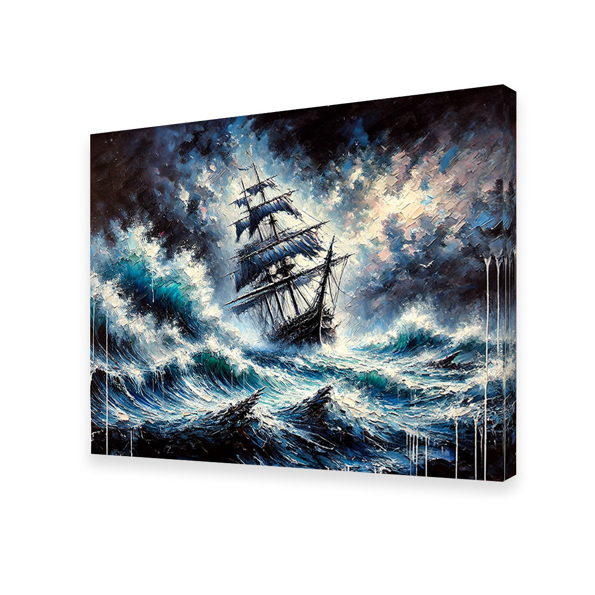 Vintage Ship Oil Painting Wall Art