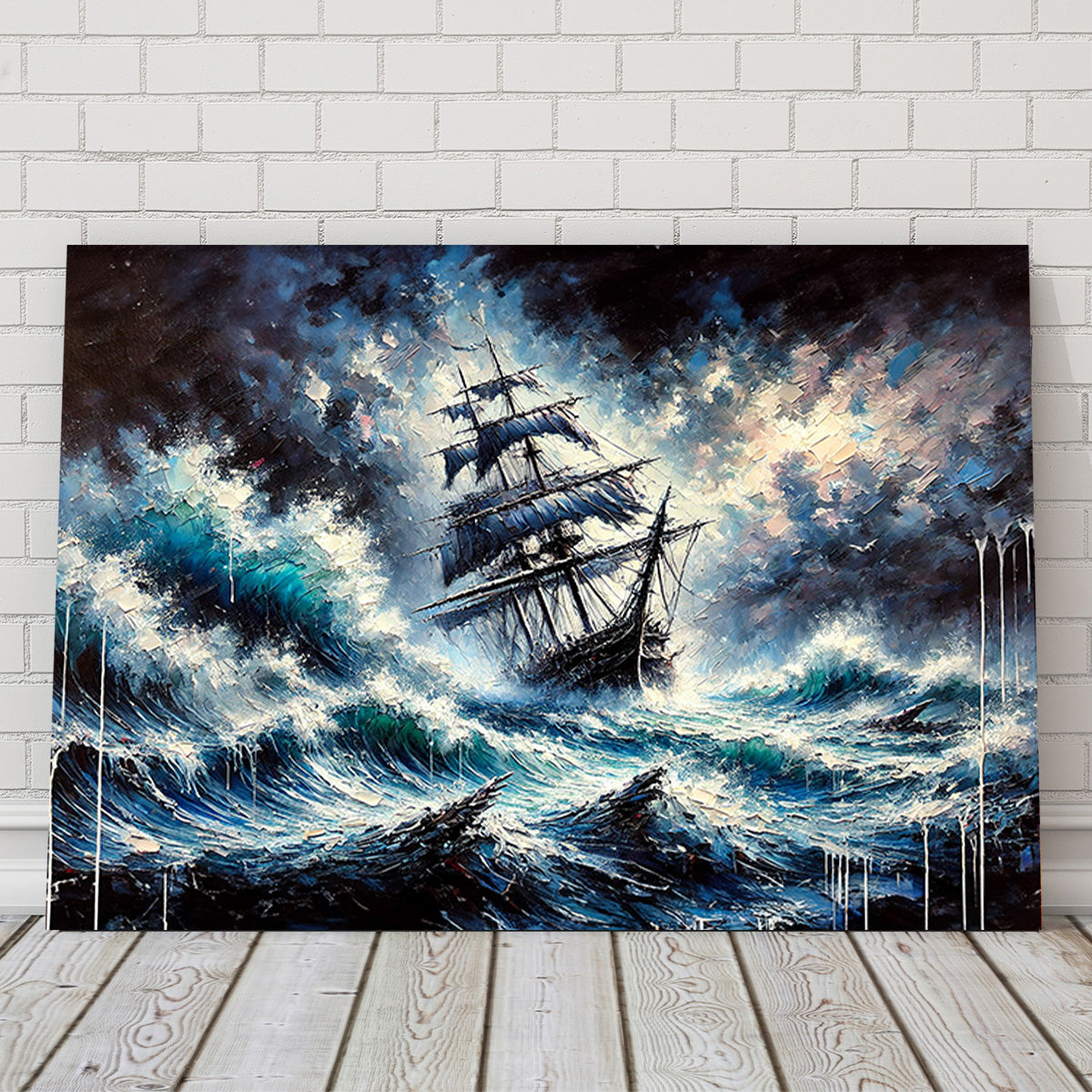 Vintage Ship Oil Painting Wall Art