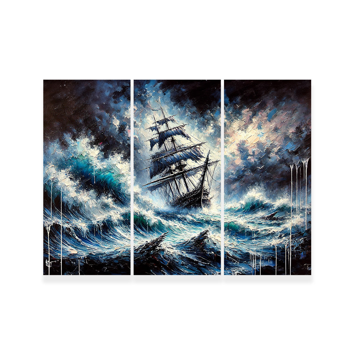 Vintage Ship Oil Painting Wall Art