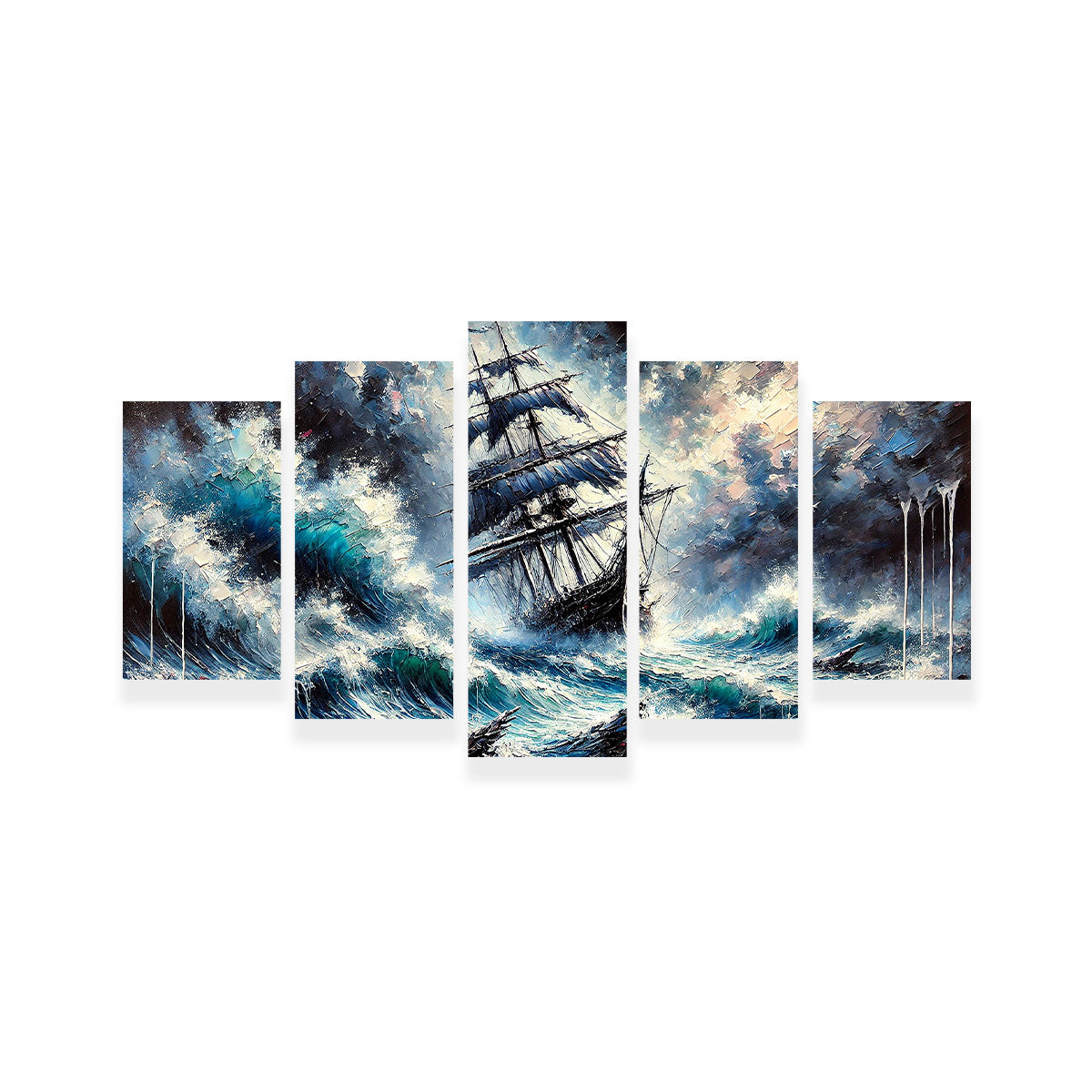 Vintage Ship Oil Painting Wall Art